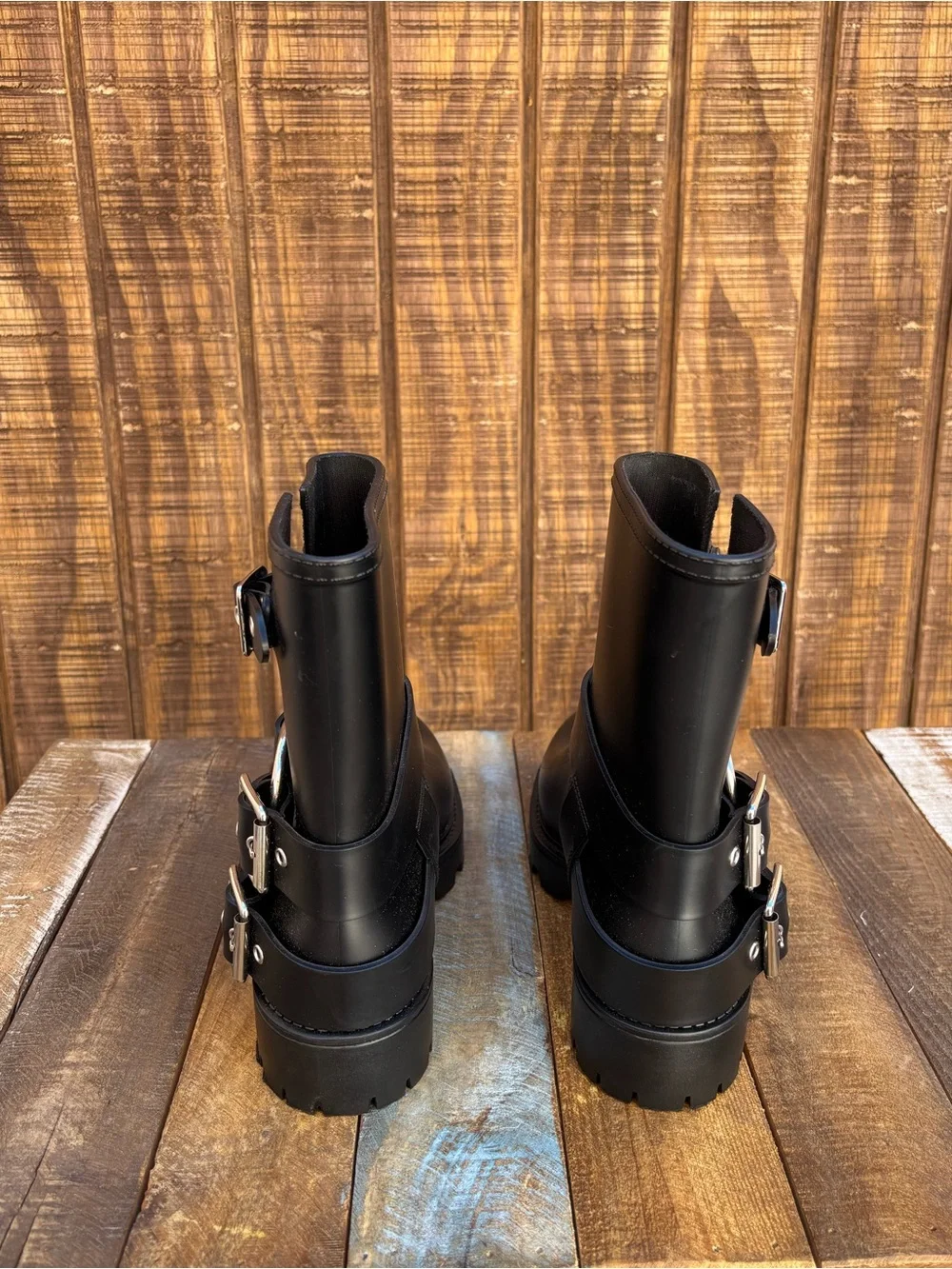 Jeffrey Campbell Black Moto Chunky Rain Boots